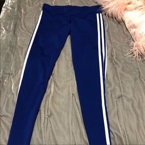 3 stripe blue leggings